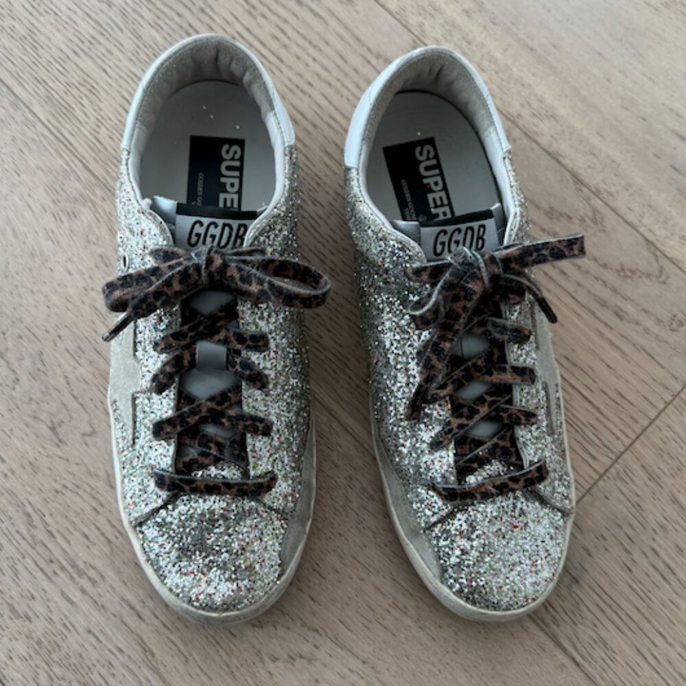 Golden Goose Superstar Low-Top Silver Glitter Sneaker 38 - Picture 3 of 11